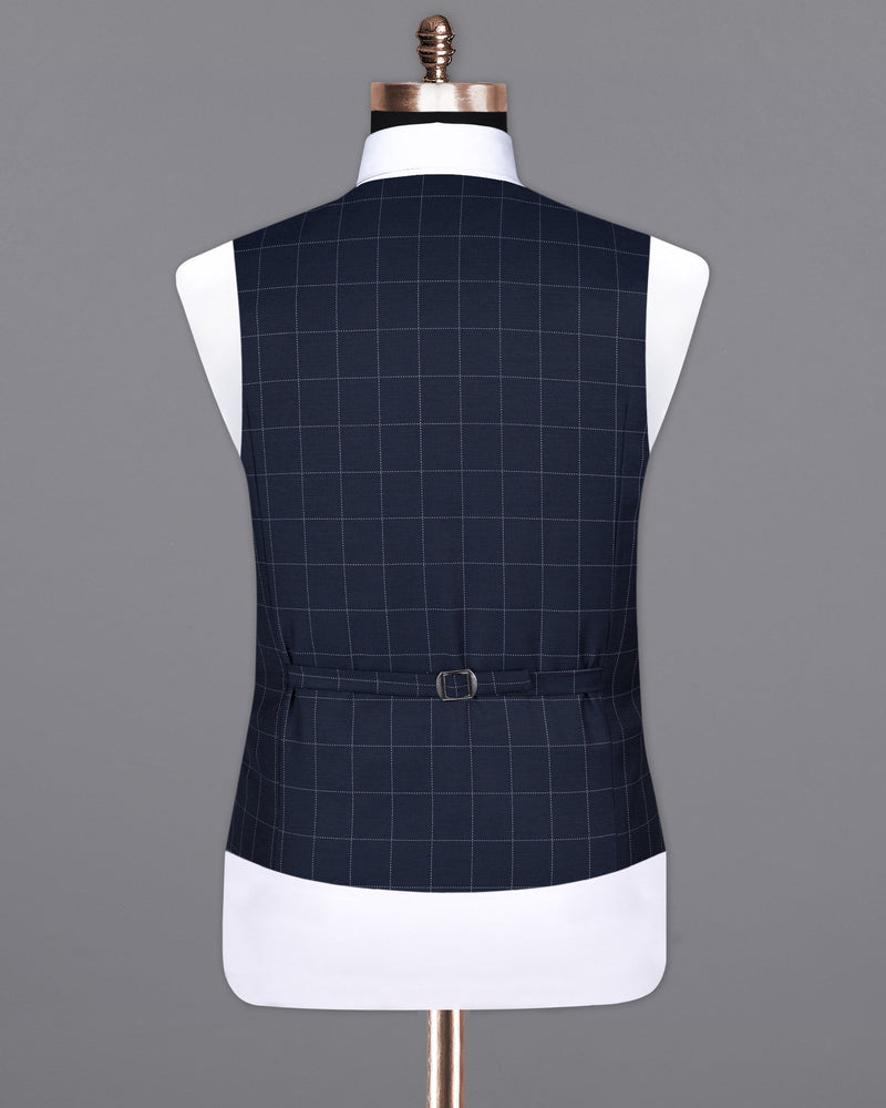 Shark Blue windowpane Wool Rich Waistcoat V1594-36, V1594-38, V1594-40, V1594-42, V1594-44, V1594-46, V1594-48, V1594-50, V1594-52, V1594-54, V1594-56, V1594-58, V1594-60