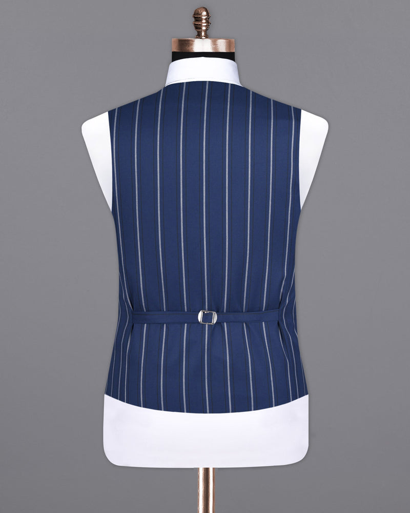 Rhino Blue Striped Wool Rich Waistcoat V1596-36, V1596-38, V1596-40, V1596-42, V1596-44, V1596-46, V1596-48, V1596-50, V1596-52, V1596-54, V1596-56, V1596-58, V1596-60