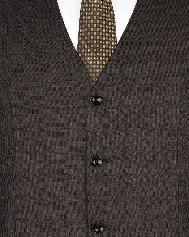 Armadillo Brown subtle windowpane Wool Rich Waistcoat V1598-36, V1598-38, V1598-40, V1598-42, V1598-44, V1598-46, V1598-48, V1598-50, V1598-52, V1598-54, V1598-56, V1598-58, V1598-60