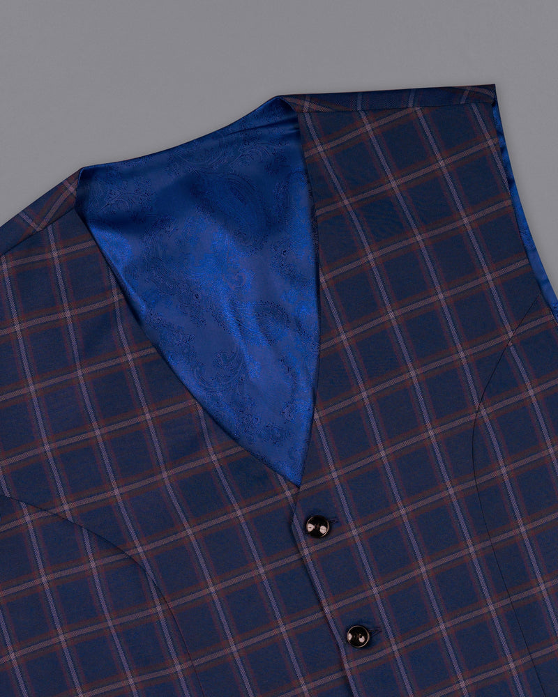 Rhino Blue Windowpane Woolrich Tuxedo Waistcoat V1599-36, V1599-38, V1599-40, V1599-42, V1599-44, V1599-46, V1599-48, V1599-50, V1599-52, V1599-54, V1599-56, V1599-58, V1599-60