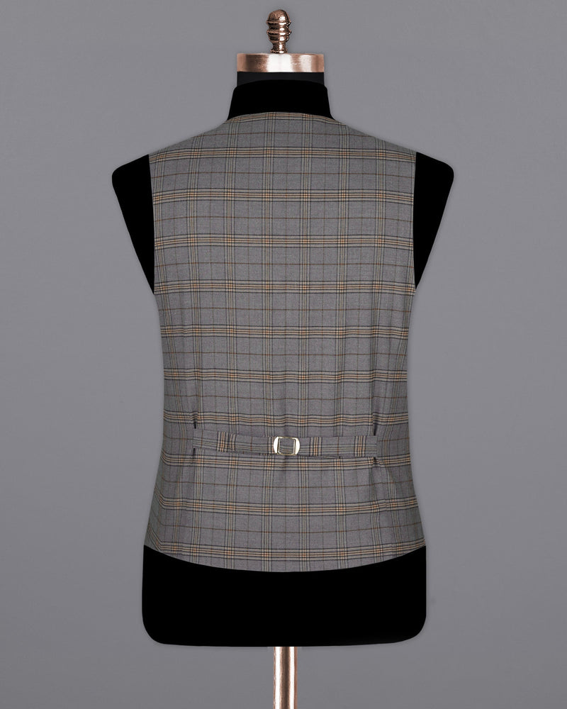 Chicago Gray Super fine Plaid Wool Rich Waistcoat V1604-36, V1604-38, V1604-40, V1604-42, V1604-44, V1604-46, V1604-48, V1604-50, V1604-52, V1604-54, V1604-56, V1604-58, V1604-60