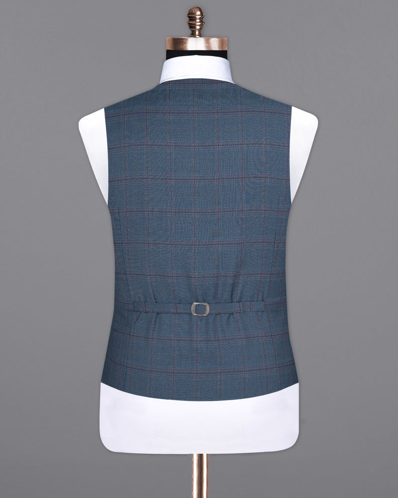 Pickled Bluewood Super fine Checkered Woolrich Waistcoat V1626-36, V1626-38, V1626-40, V1626-42, V1626-44, V1626-46, V1626-48, V1626-50, V1626-52, V1626-54, V1626-56, V1626-58, V1626-60