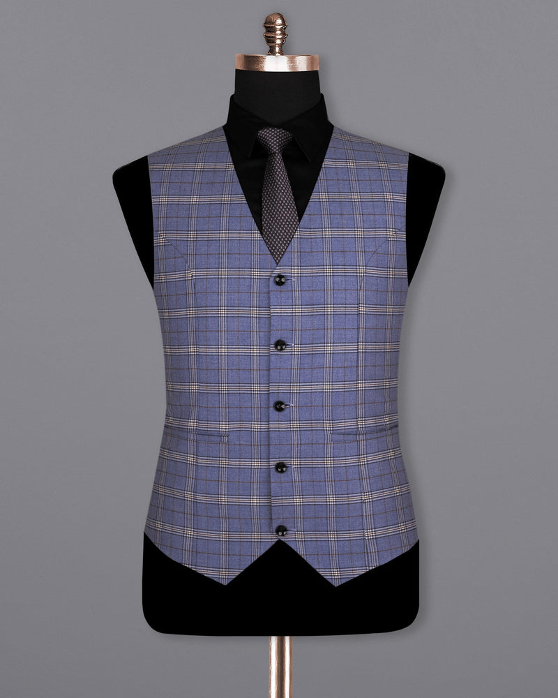 Logan Blue Super fine Plaid Woolrich Waistcoat V1633-36, V1633-38, V1633-40, V1633-42, V1633-44, V1633-46, V1633-48, V1633-50, V1633-52, V1633-54, V1633-56, V1633-58, V1633-60