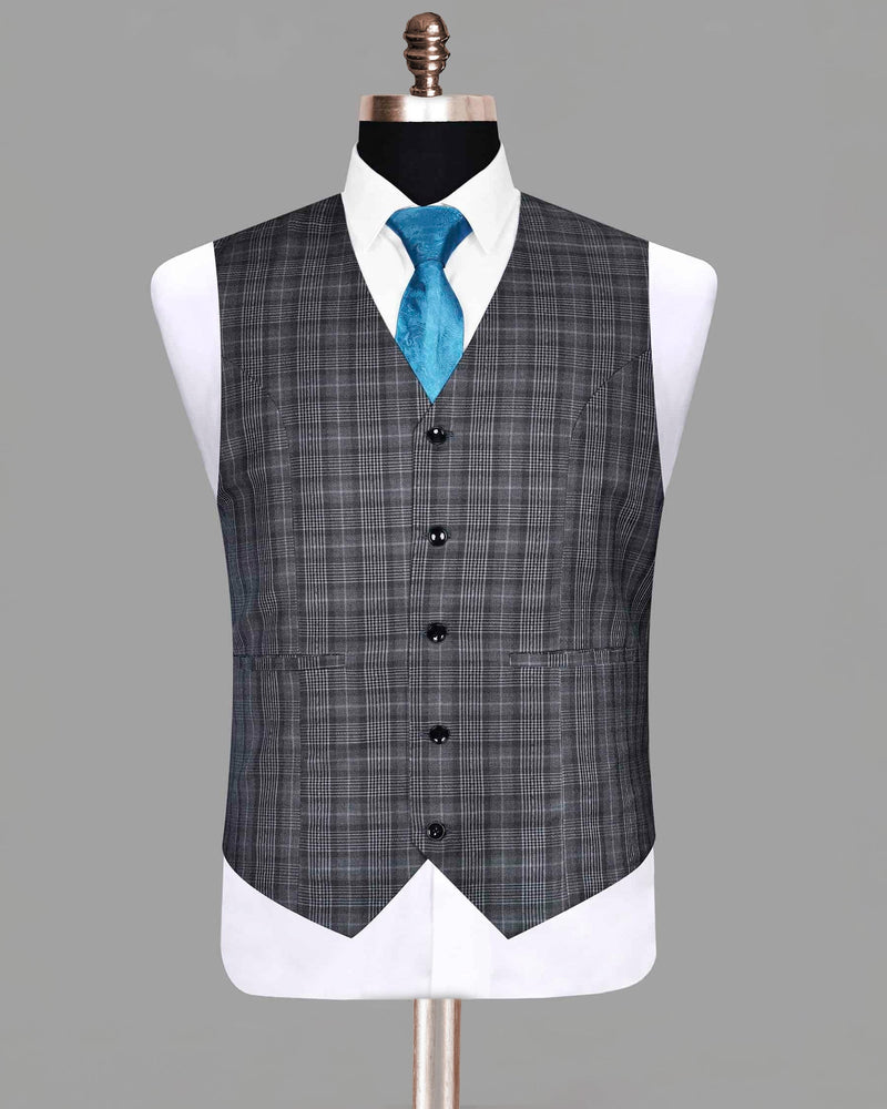 Fossil Grey Plaid Waistcoat V165-46, V165-42, V165-52, V165-40, V165-44, V165-48, V165-50, V165-54, V165-56, V165-60, V165-38, V165-36, V165-58