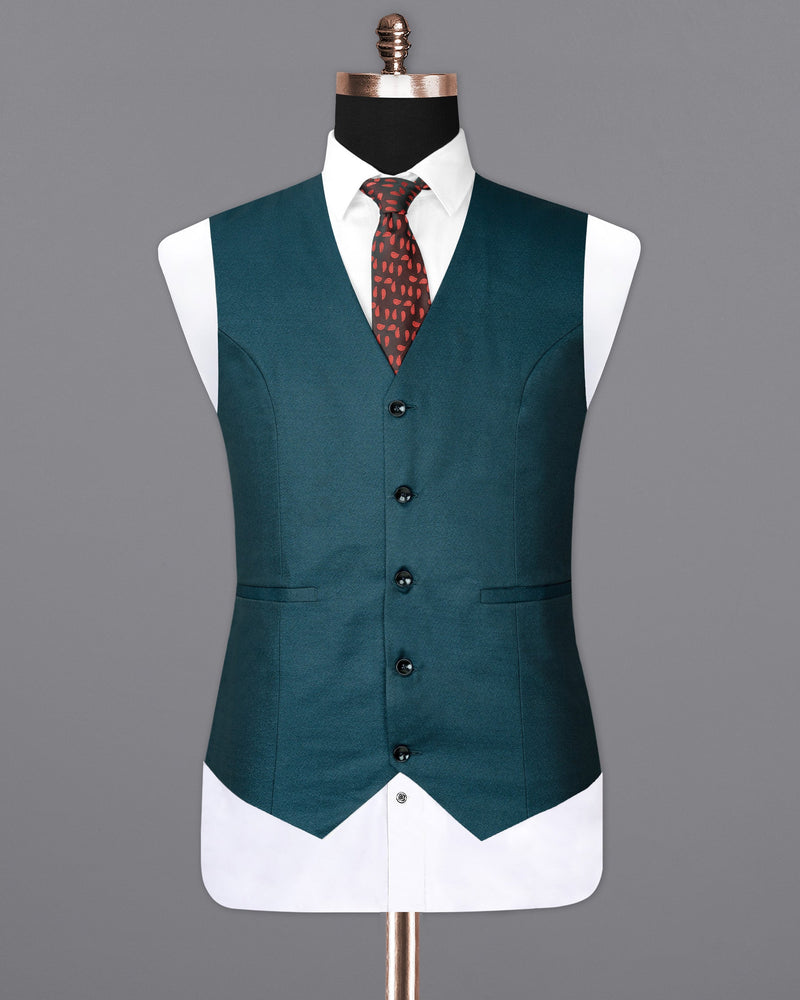 Cyprus Green Textured Waistcoat