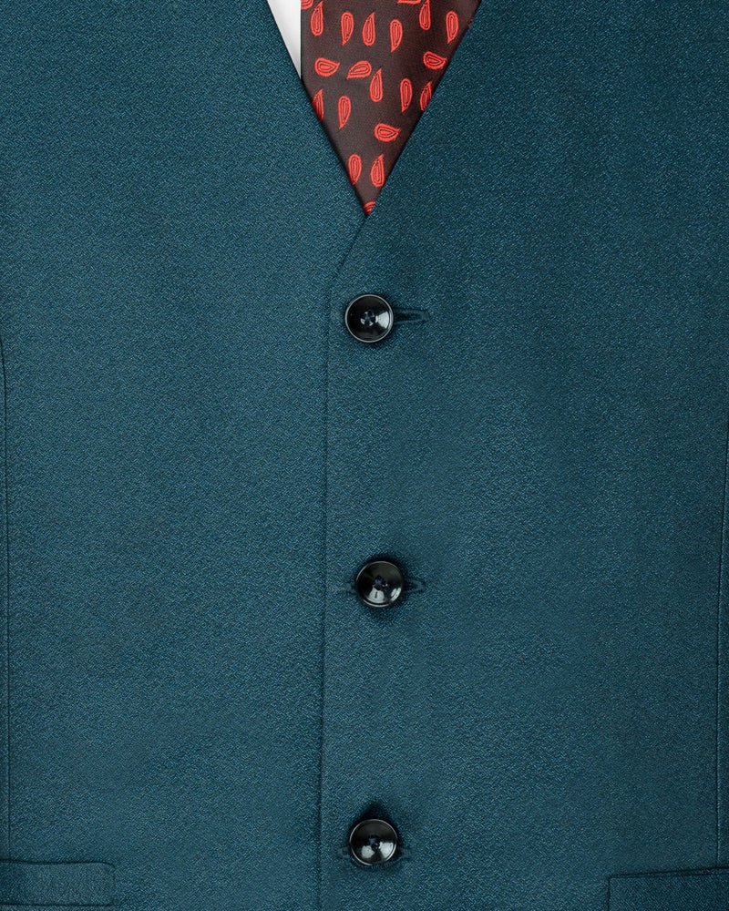 Cyprus Green Textured Waistcoat