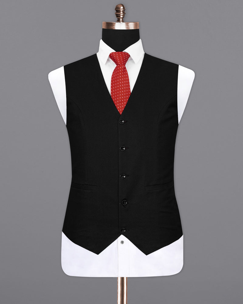 Jade Black Textured Waistcoat