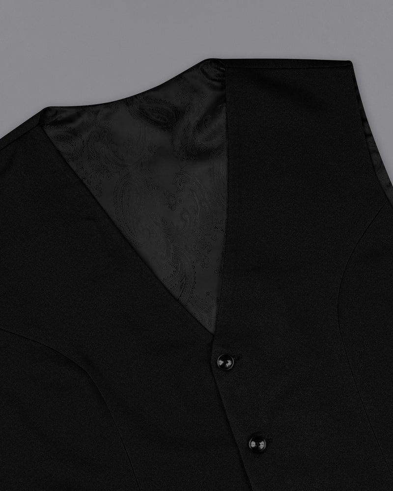 Jade Black Textured Waistcoat