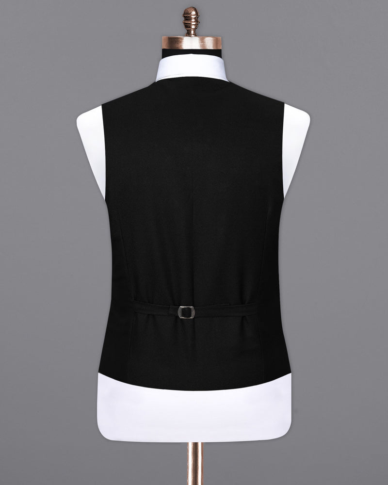 Jade Black Textured Waistcoat