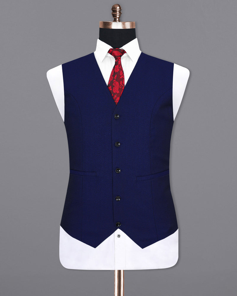 Cloud Burst Blue Textured Waistcoat