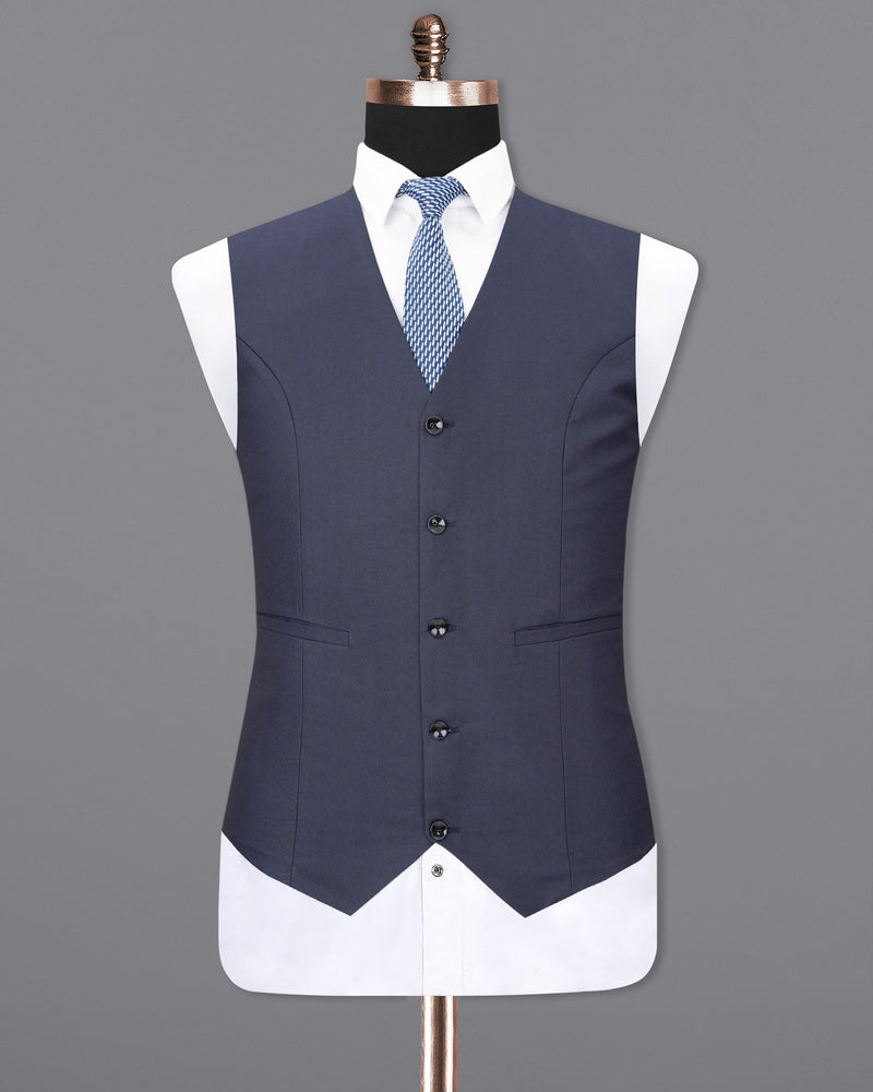 River Bed Blue Textured Waistcoat