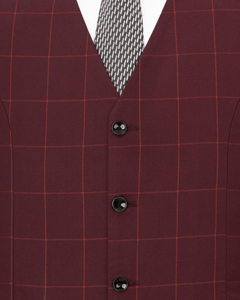 Maroon Oak Windowpane Waistcoat