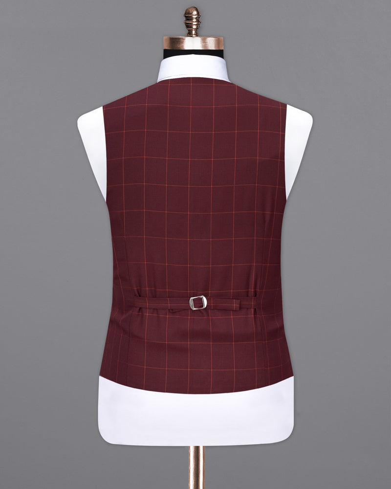 Maroon Oak Windowpane Waistcoat