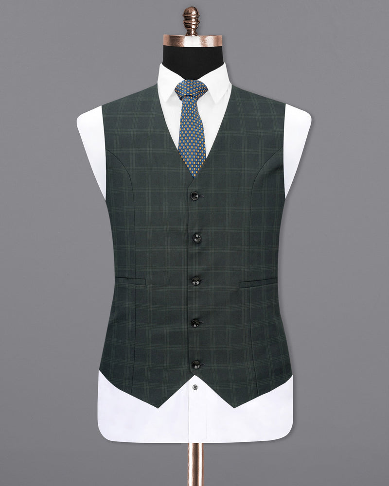 Iridium Green Windowpane Waistcoat