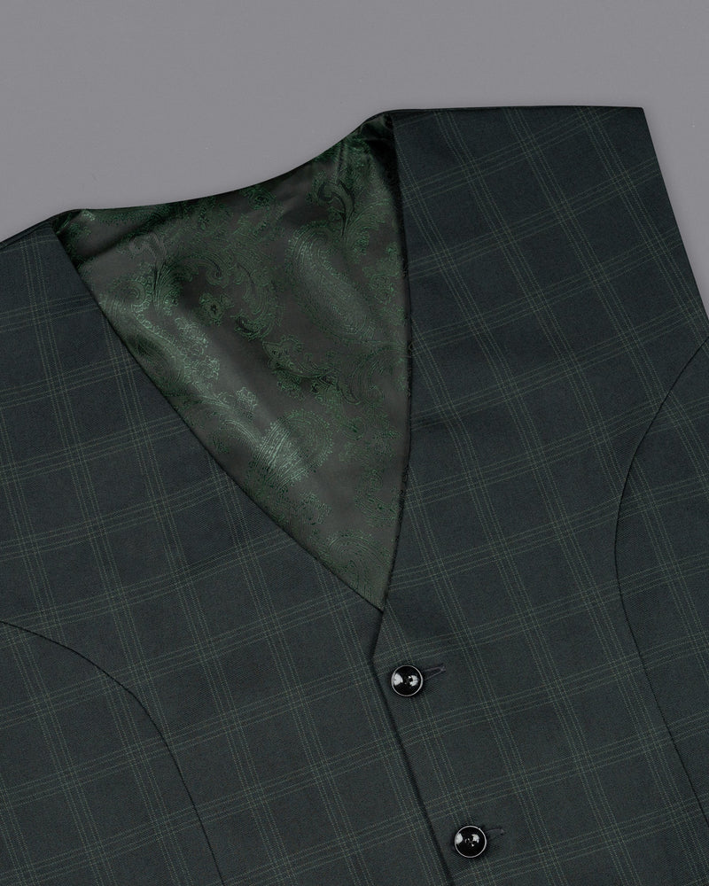 Iridium Green Windowpane Waistcoat