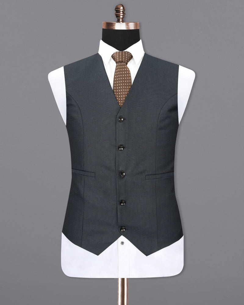 Outer Space Gray Textured Waistcoat