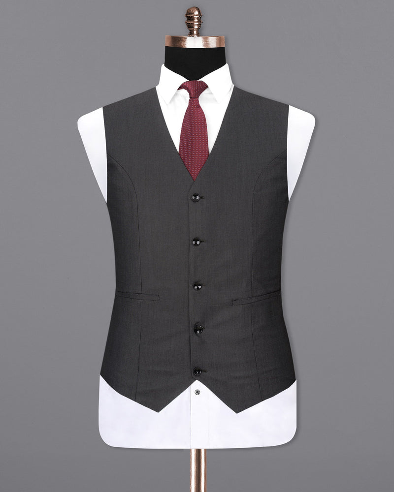 Dark Grey Dotted Textured Waistcoat