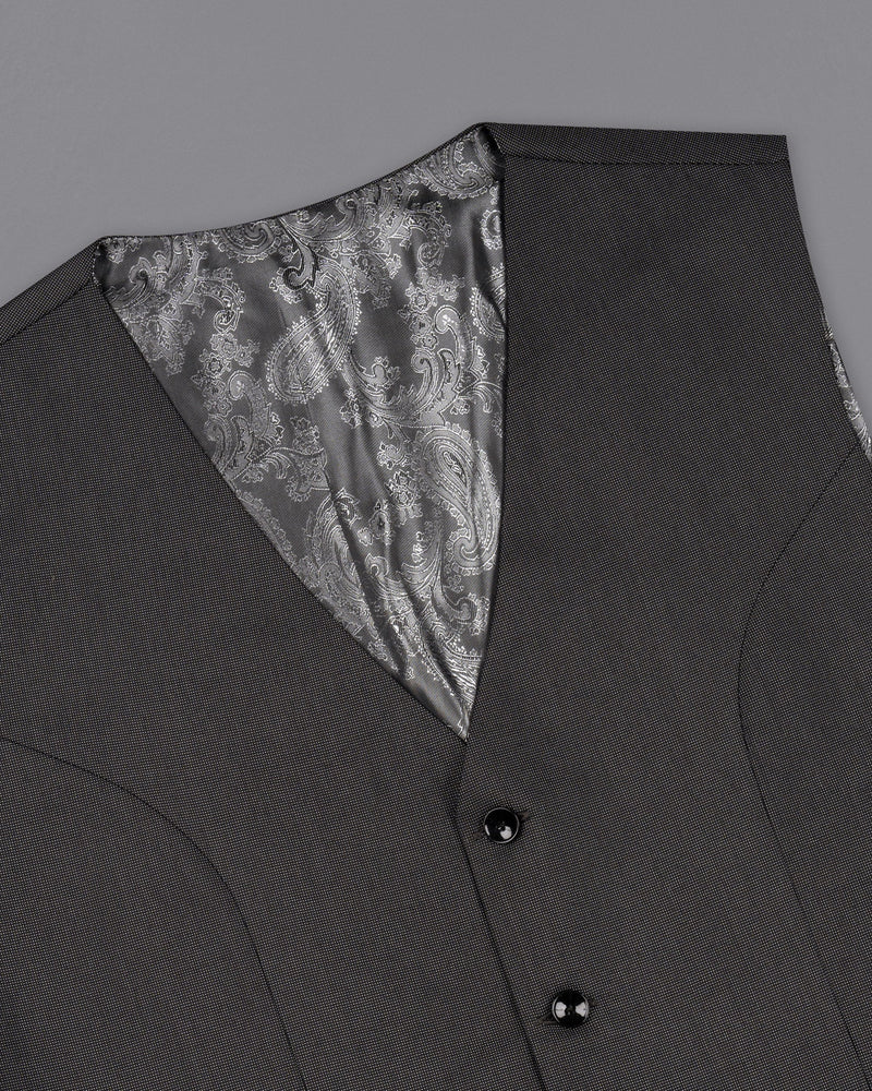 Dark Grey Dotted Textured Waistcoat