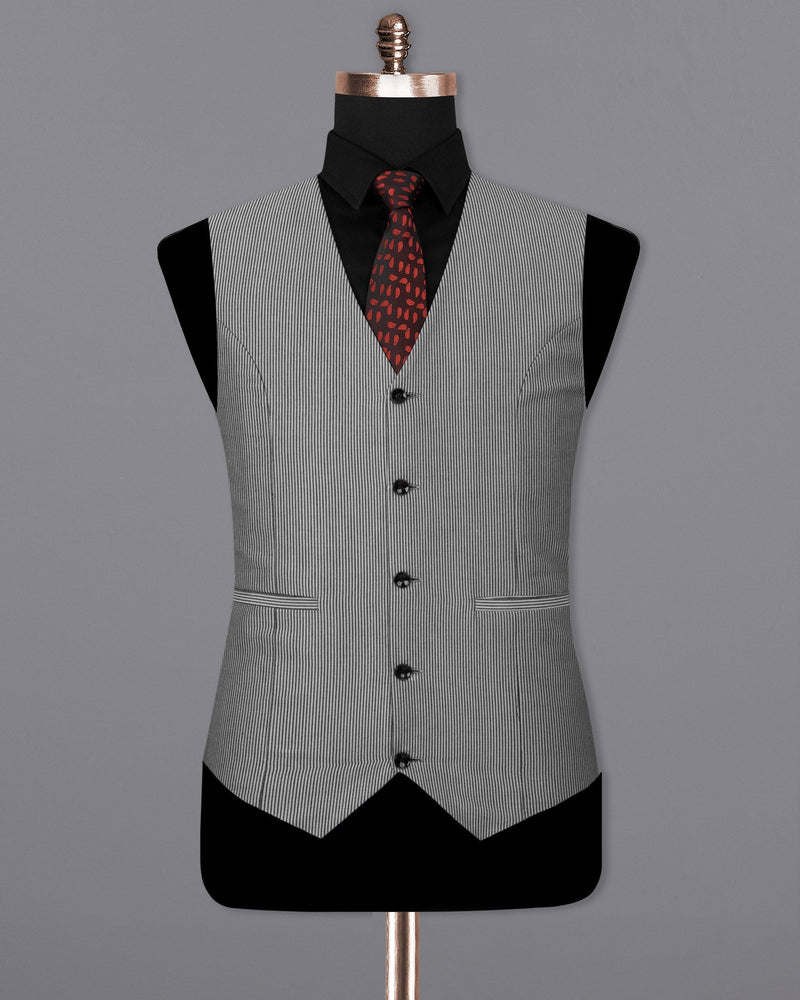 Gainsboro Gray Striped Waistcoat