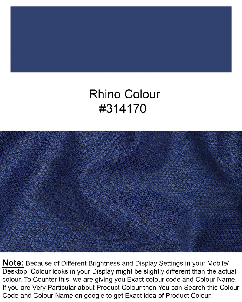 Rhino Blue Self design Textured Waistcoat