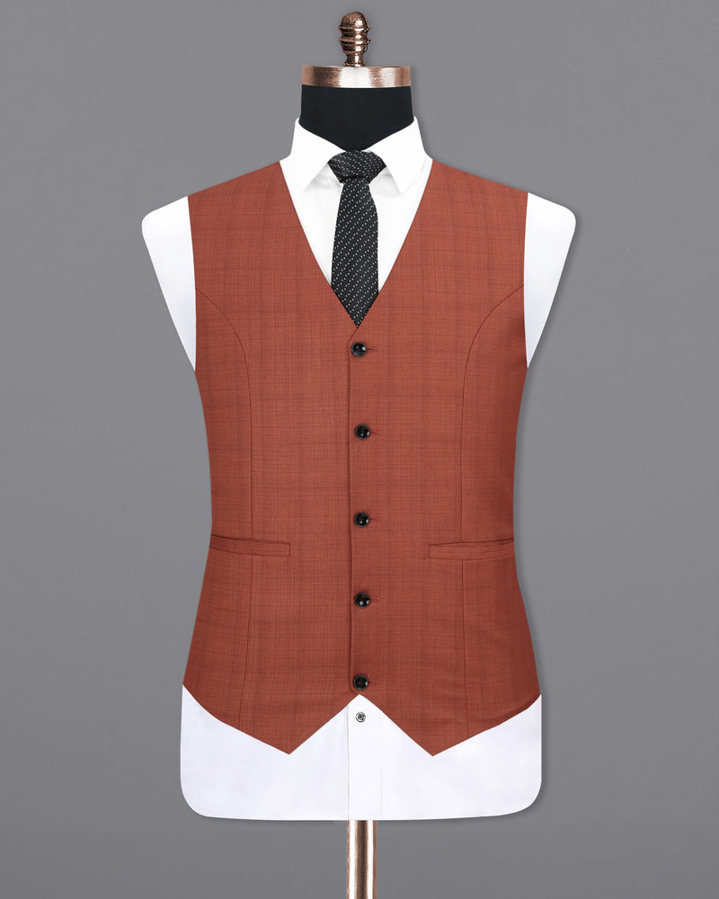 El Salva Burnt Orange Self Waistcoat