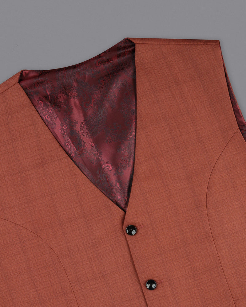 El Salva Burnt Orange Self Waistcoat