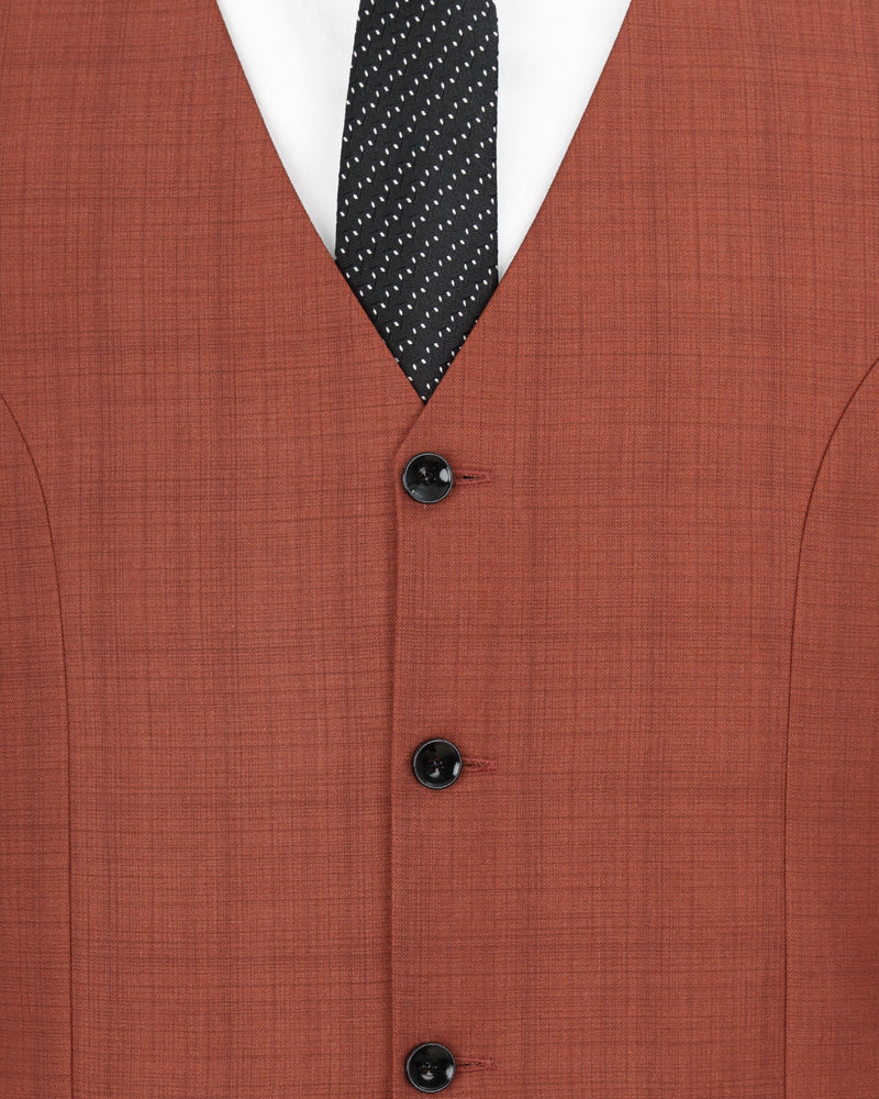 El Salva Burnt Orange Self Waistcoat