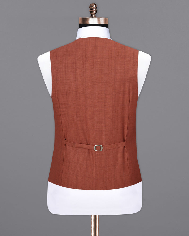 El Salva Burnt Orange Self Waistcoat