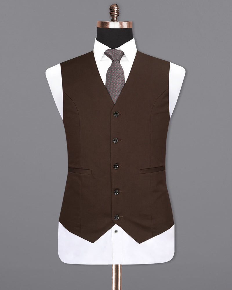 Oil Brown Belt Closure Waistcoat