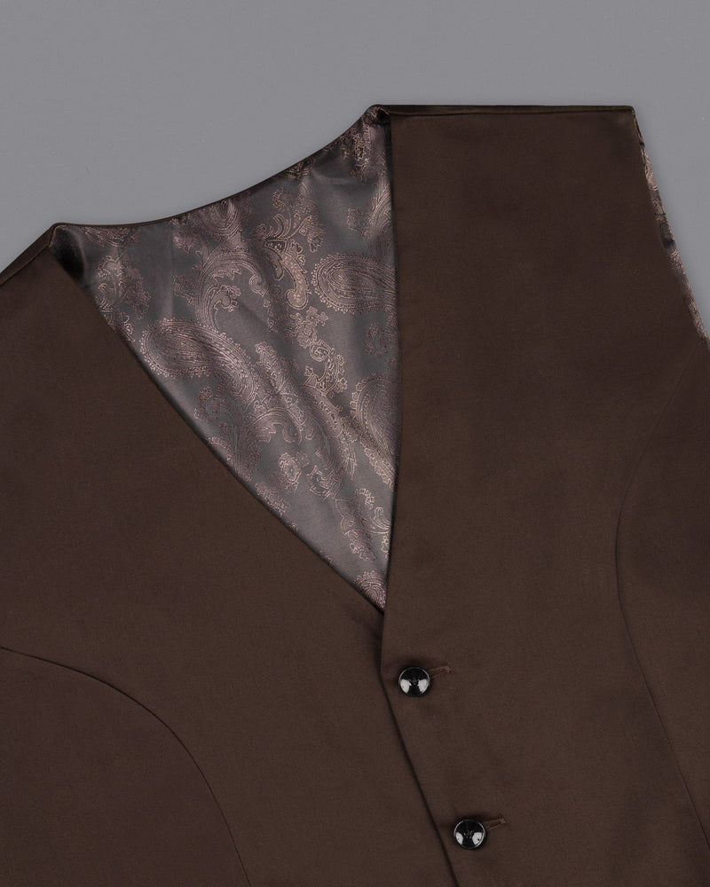 Oil Brown Belt Closure Waistcoat