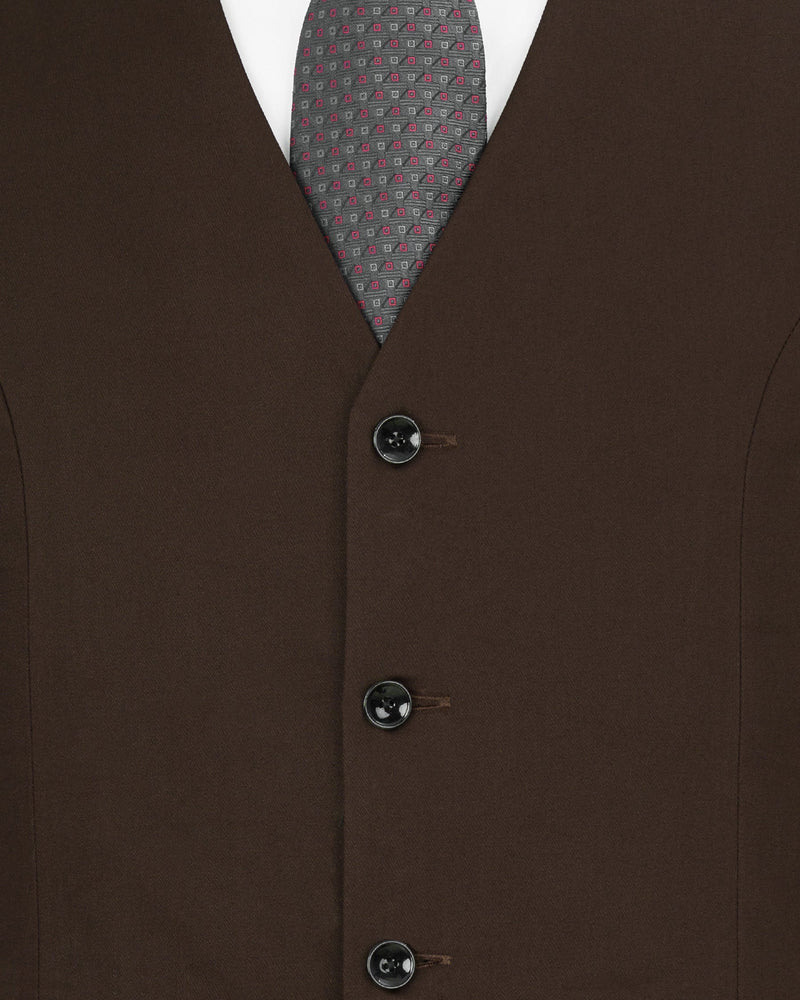 Oil Brown Belt Closure Waistcoat