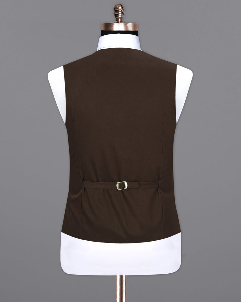 Oil Brown Belt Closure Waistcoat