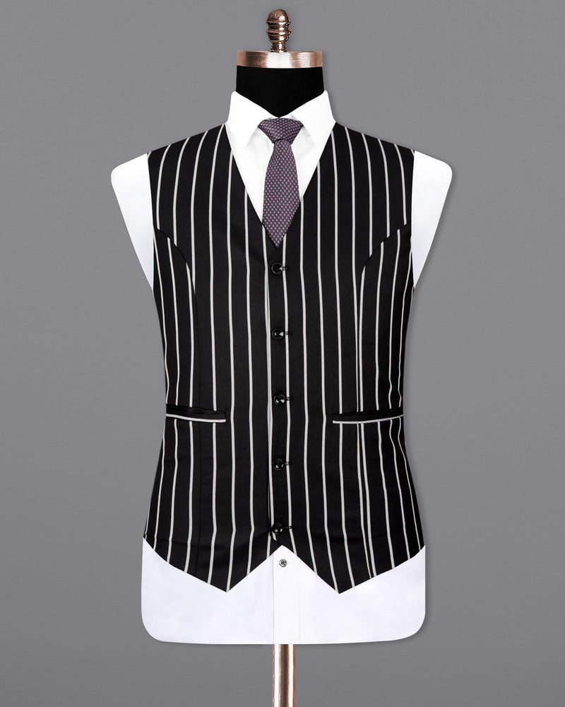 Jade Black with White Striped Waistcoat