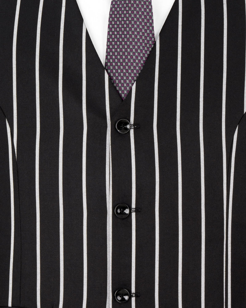 Jade Black with White Striped Waistcoat