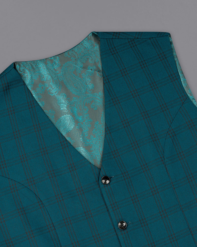 Deep Teal Plaid Waistcoat