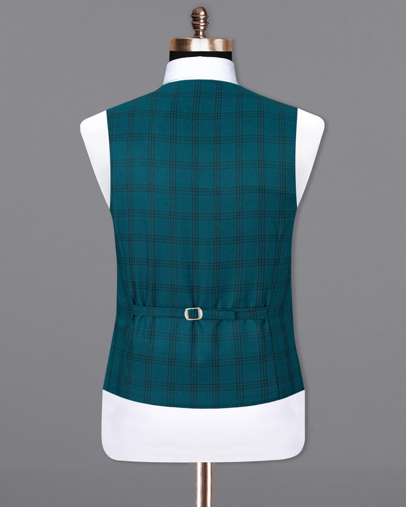 Deep Teal Plaid Waistcoat