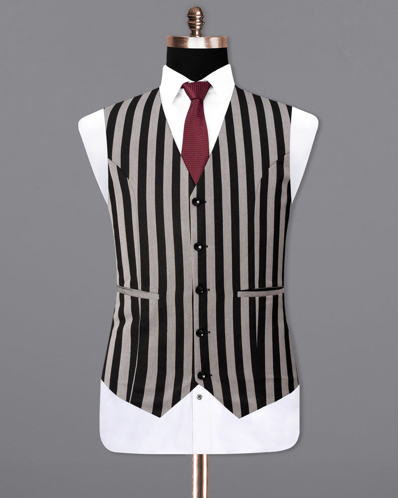 Nobel Grey with Black Striped Waistcoat