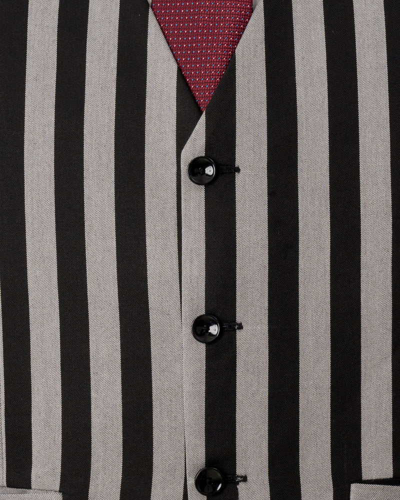 Nobel Grey with Black Striped Waistcoat