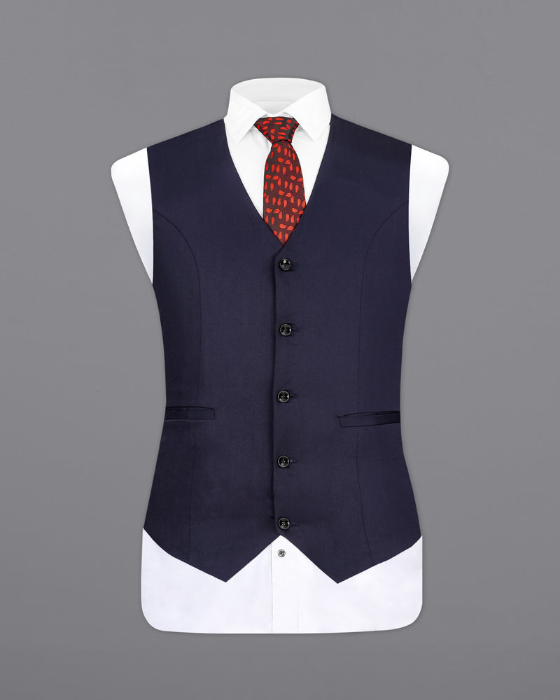 Navy Wool Blend  Waistcoat