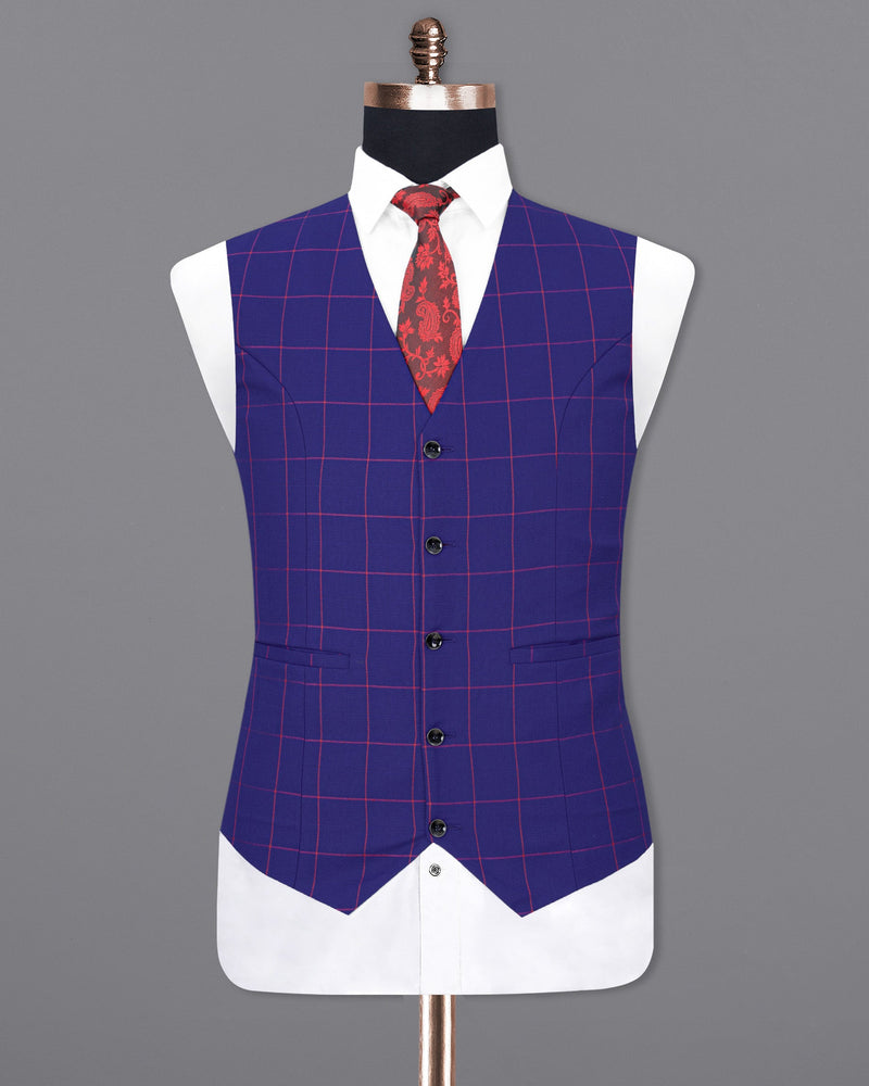 Minsk Blue Plaid Waistcoat