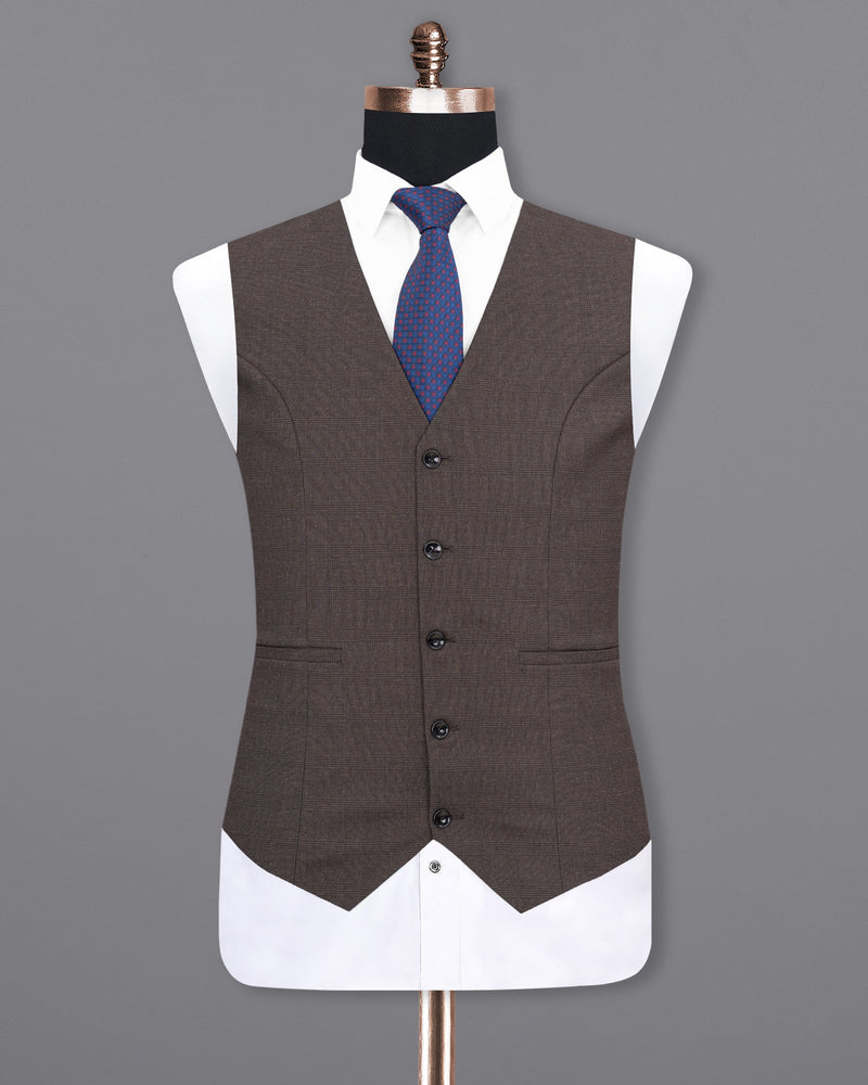 Tundora Brown Plaid Waistcoat V1852-36, V1852-38, V1852-40, V1852-42, V1852-44, V1852-46, V1852-48, V1852-50, V1852-52, V1852-54, V1852-56, V1852-58, V1852-60