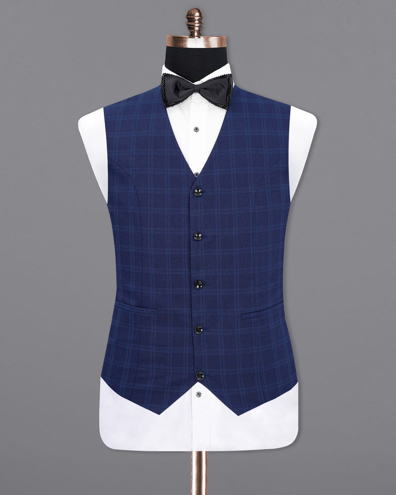 Tuna Blue Plaid Waistcoat V1878-36, V1878-38, V1878-40, V1878-42, V1878-44, V1878-46, V1878-48, V1878-50, V1878-52, V1878-54, V1878-56, V1878-58, V1878-60