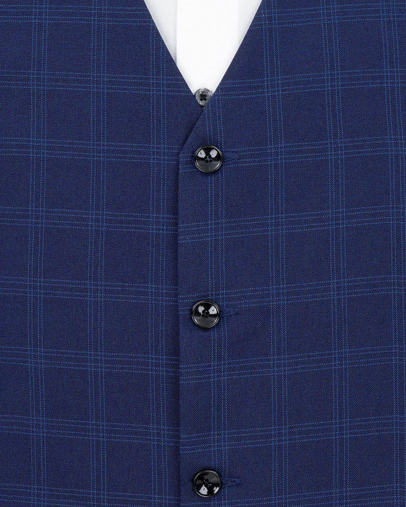 Tuna Blue Plaid Waistcoat V1878-36, V1878-38, V1878-40, V1878-42, V1878-44, V1878-46, V1878-48, V1878-50, V1878-52, V1878-54, V1878-56, V1878-58, V1878-60