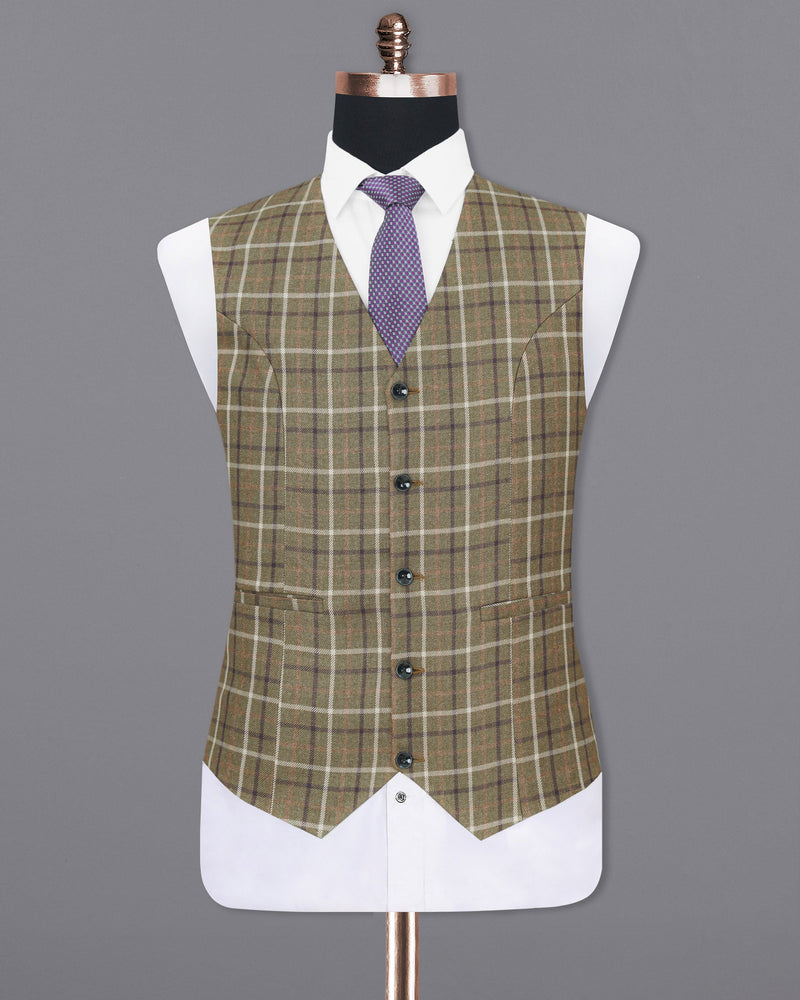 Sandstone Brown Plaid Waistcoat V1886-36, V1886-38, V1886-40, V1886-42, V1886-44, V1886-46, V1886-48, V1886-50, V1886-52, V1886-54, V1886-56, V1886-58, V1886-60