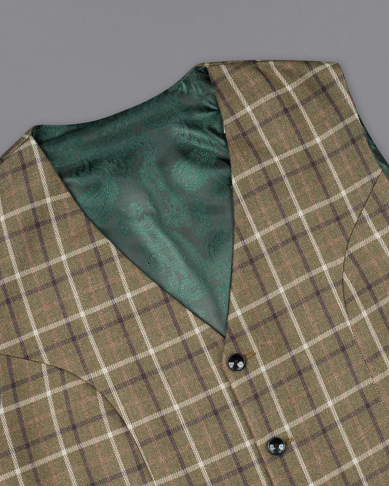 Sandstone Brown Plaid Waistcoat V1886-36, V1886-38, V1886-40, V1886-42, V1886-44, V1886-46, V1886-48, V1886-50, V1886-52, V1886-54, V1886-56, V1886-58, V1886-60