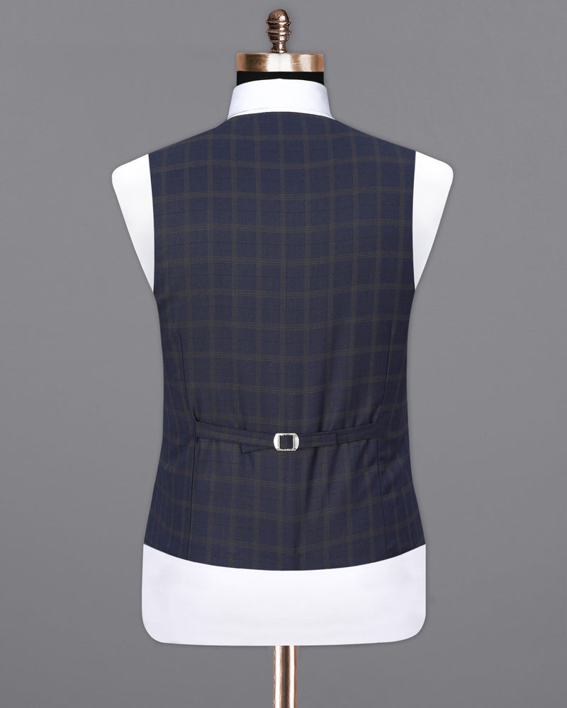 Gunmetal Blue Plaid Waistcoat