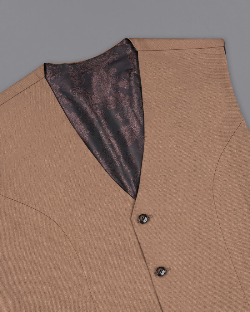 Dark Chestnut Brown Solid Waistcoat