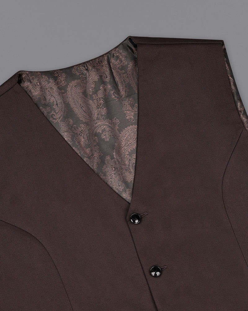 Bistre Brown Solid Waistcoat