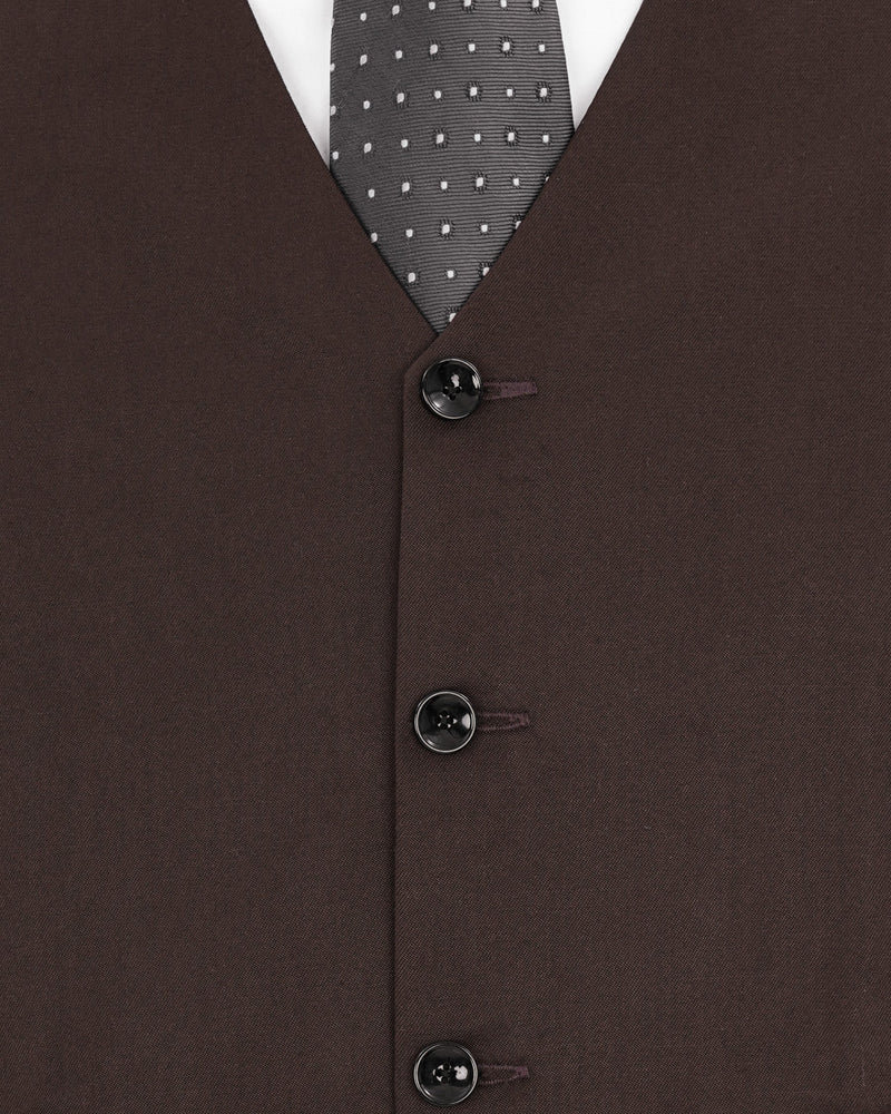 Bistre Brown Solid Waistcoat