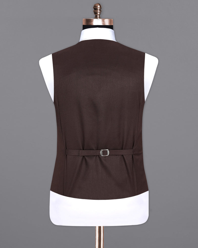 Bistre Brown Solid Waistcoat